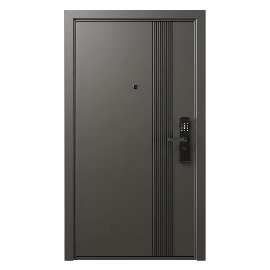 Ușă de intrare de siguranță termoizolată IronDOOR01 98x208cm, antracit, cu închidere inteligentă cu 4 funcții