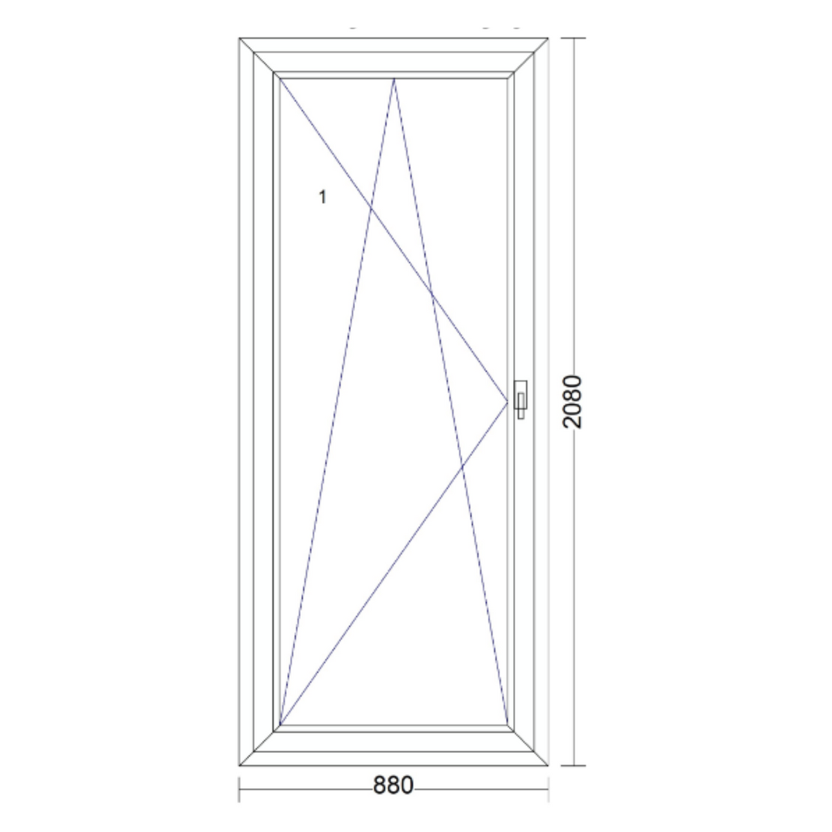 Műanyag erkélyajtó bukó-nyíló 880 mm x 2080 mm